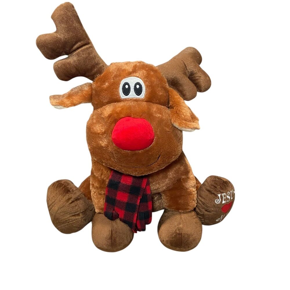 Fiesta Moose Christmas Jesus Loves Me Stuffed Animal Toy Gift 17”‎ Plush